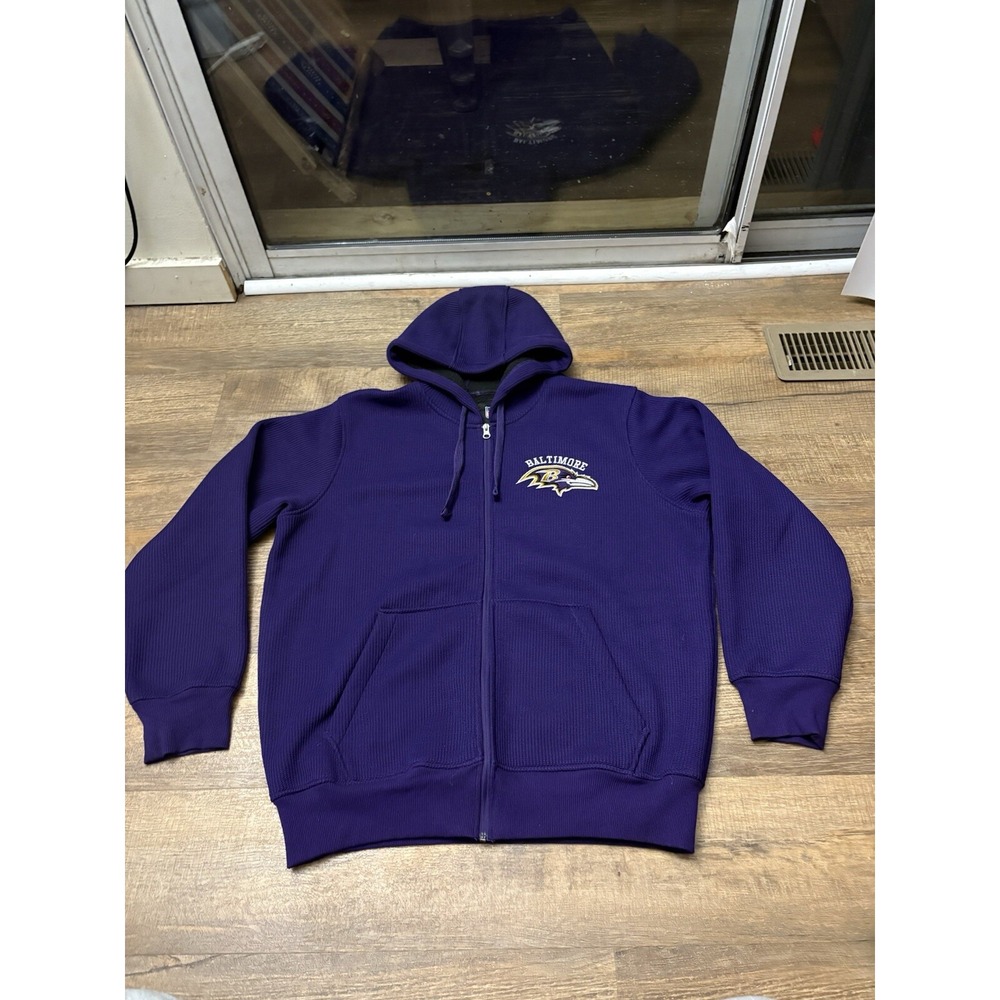 Baltimore Ravens Men's Thermal Hoodie Jacket Large NFL Embroidered Fleece Lined